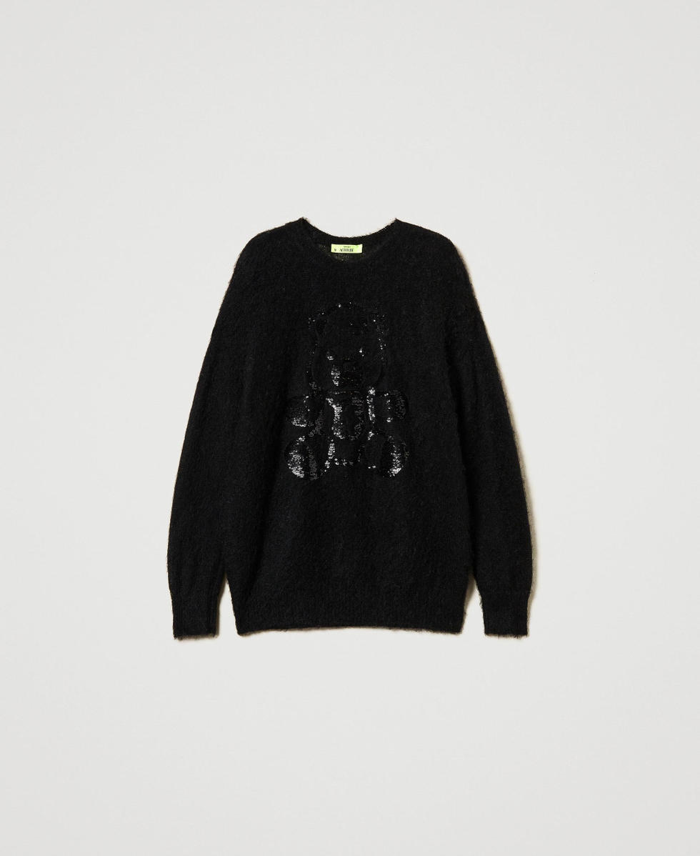 MYFO Pullover aus Wolle und Mohair Schwarz Frau 242AQ3401_00006_S0