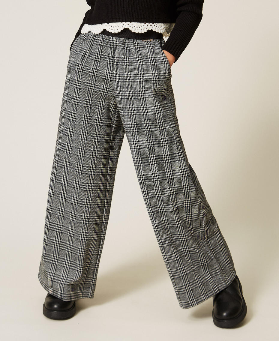 Pantalon palazzo en prince de Galles
