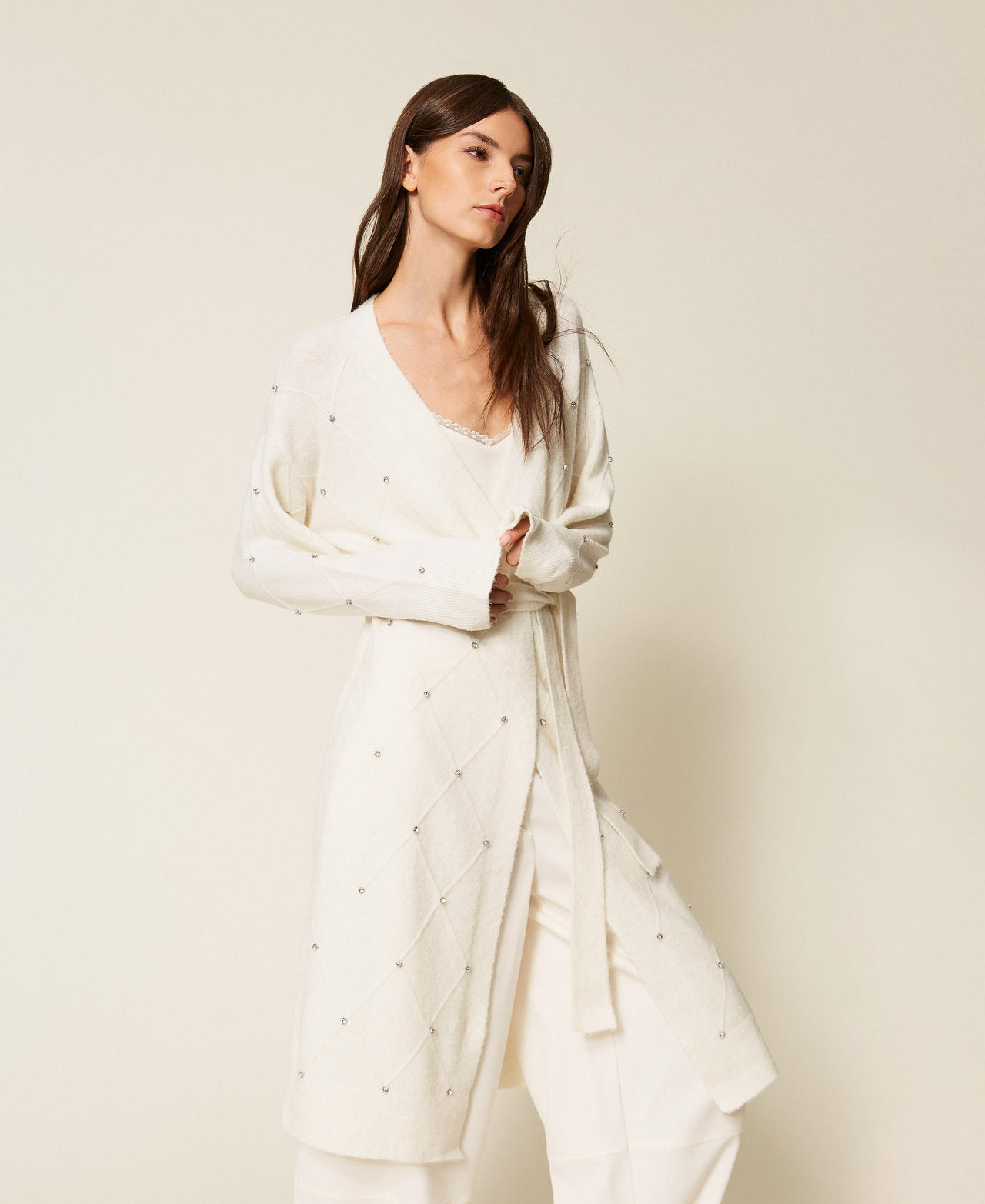 Long diamond cardigan with embroidery Off White Woman 252LL3ACC_00526_03