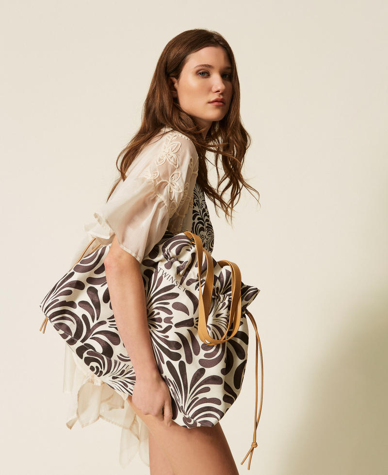 Shopper aus Canvas Print Botanical Coffee Choc/Off White Frau 261LM8AEE_13467_T0