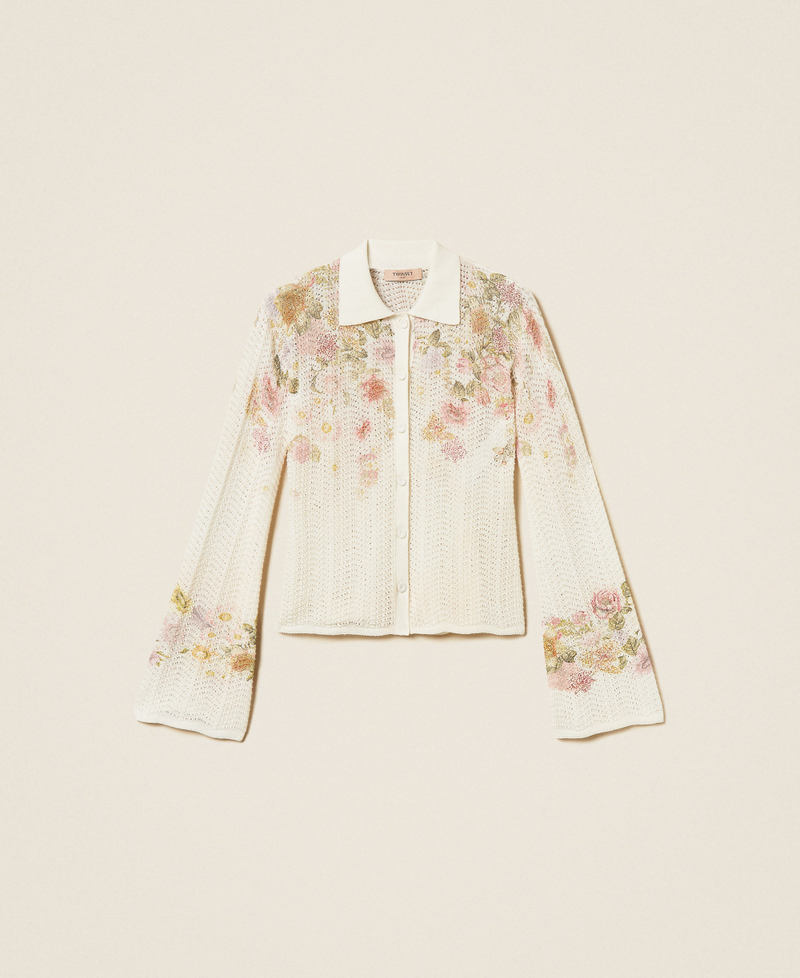 Blusenpullover aus Leinenmischung mit Blumen Print Wildflowers Pastel Color Frau 261TT3220_13588_S0