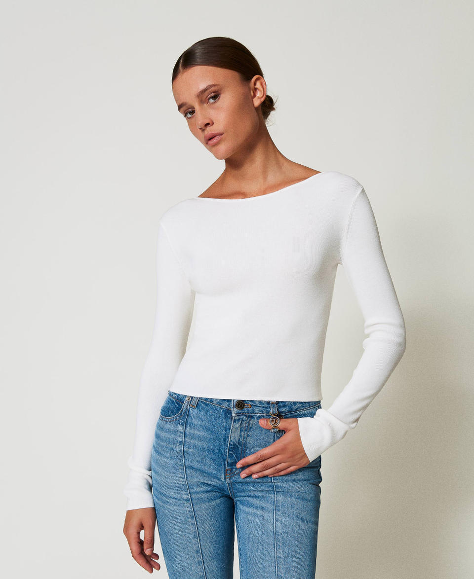 Pull double usage avec Oval T Blanc Neige Femme 242TT3031_00282_05