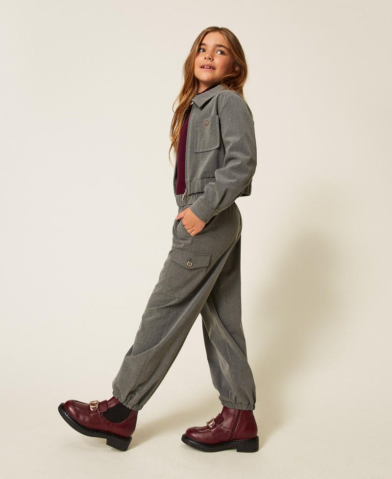 Pantalon de jogging en flanelle Gris Moyen Mélangé Fille 252GJ2273_11727_02