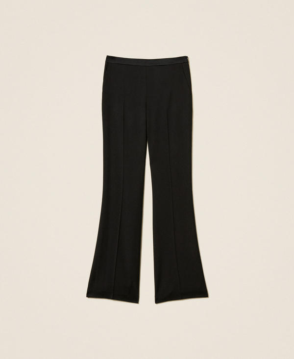 Flared trousers with satin details