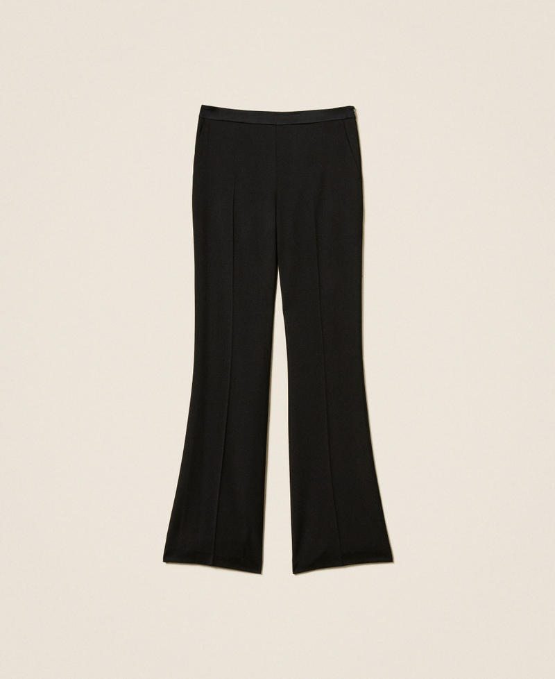 Flared trousers with satin details Black Woman 252TT2123_00006_S0