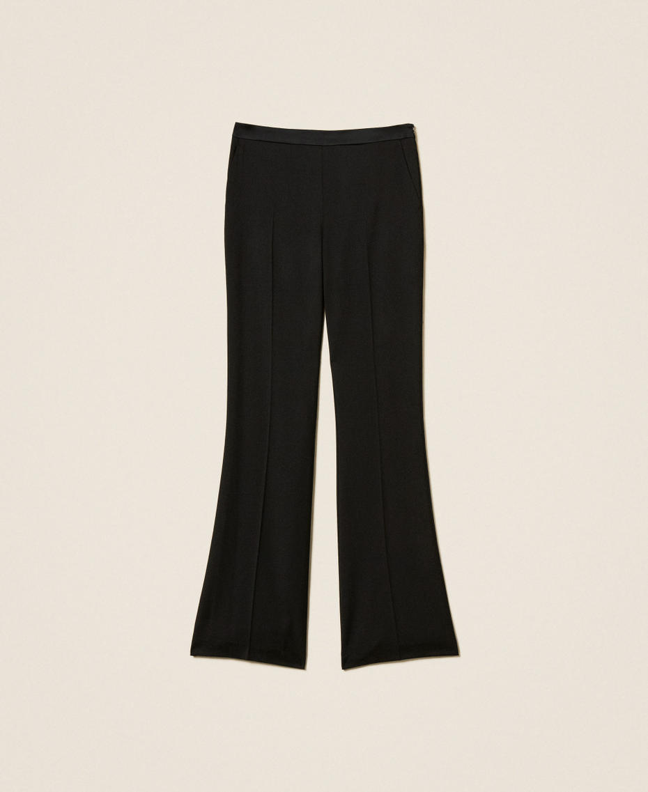 Flared trousers with satin details Black Woman 252TT2123_00006_S0