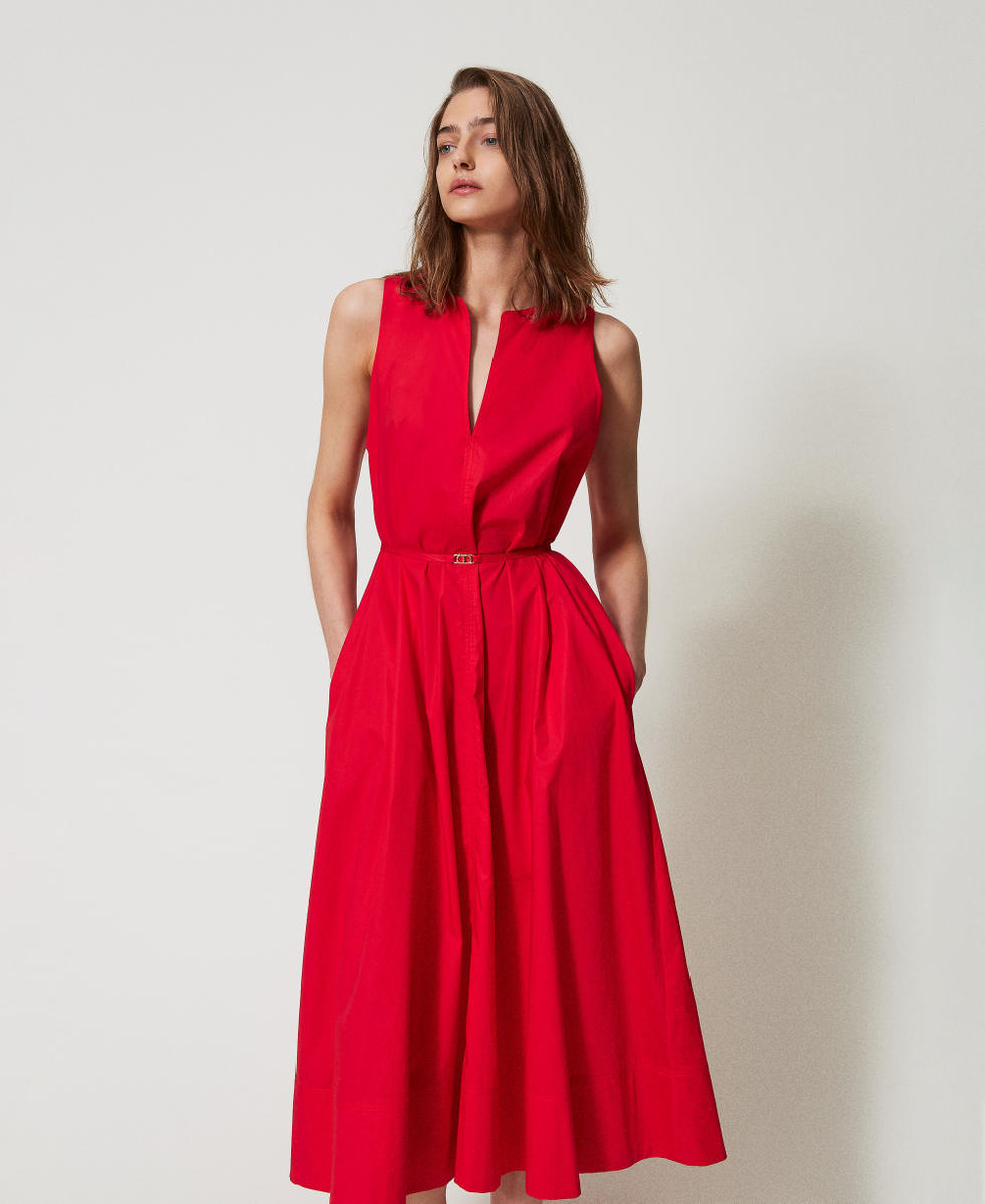 Robe longue sans manches en popeline