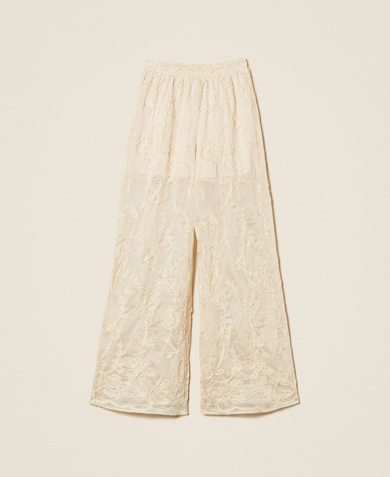 Muslin trousers with Cornely embroidery Parchment White Woman 261LB2UCC_00461_S0