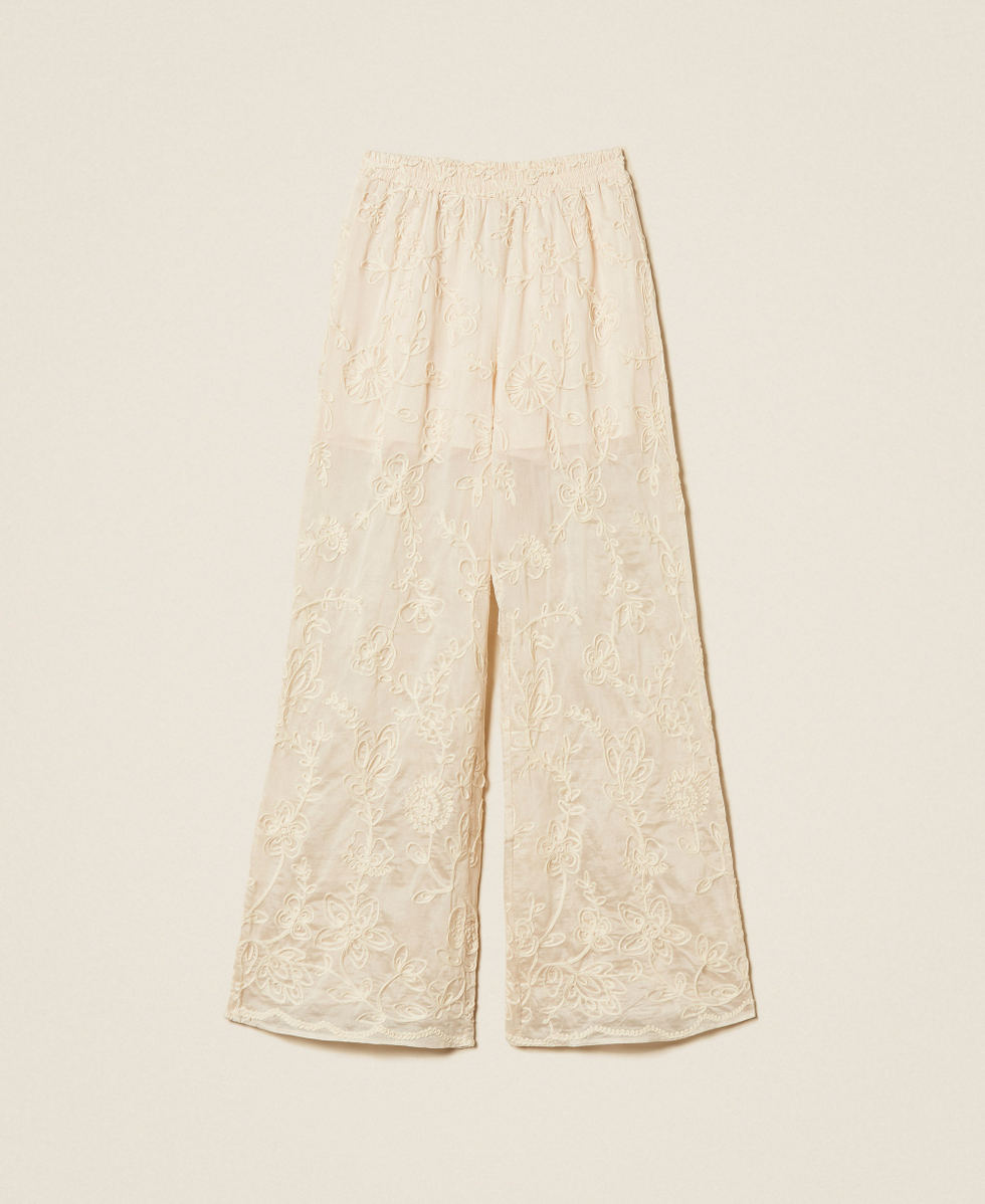 Spodnie z muślinu z haftem cornely