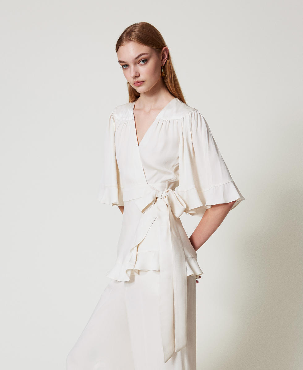 Satin wrap blouse