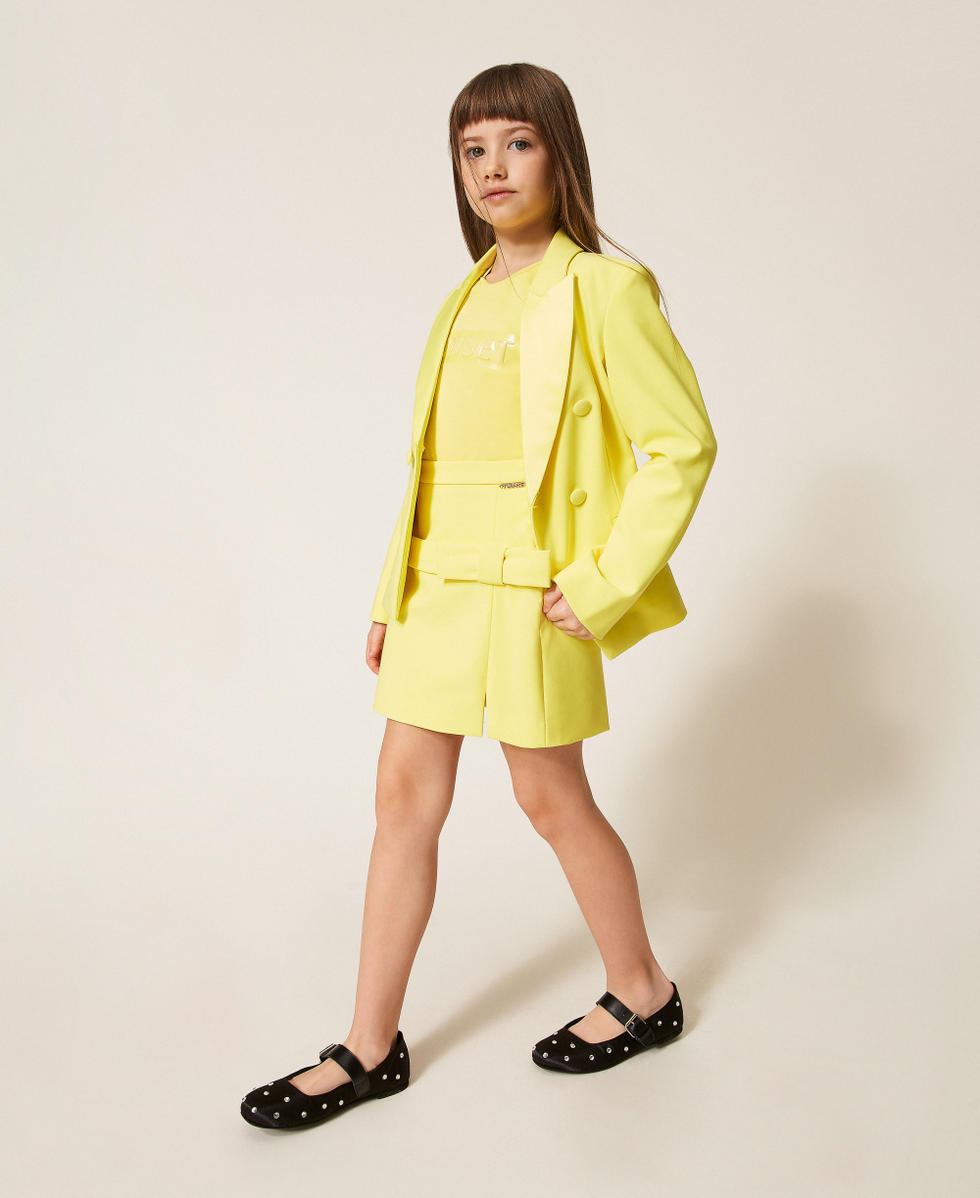 Minigonna in cr&ecirc;pe con fiocco Giallo "Limelight" Bambina 261GJ2Q59_06210_02