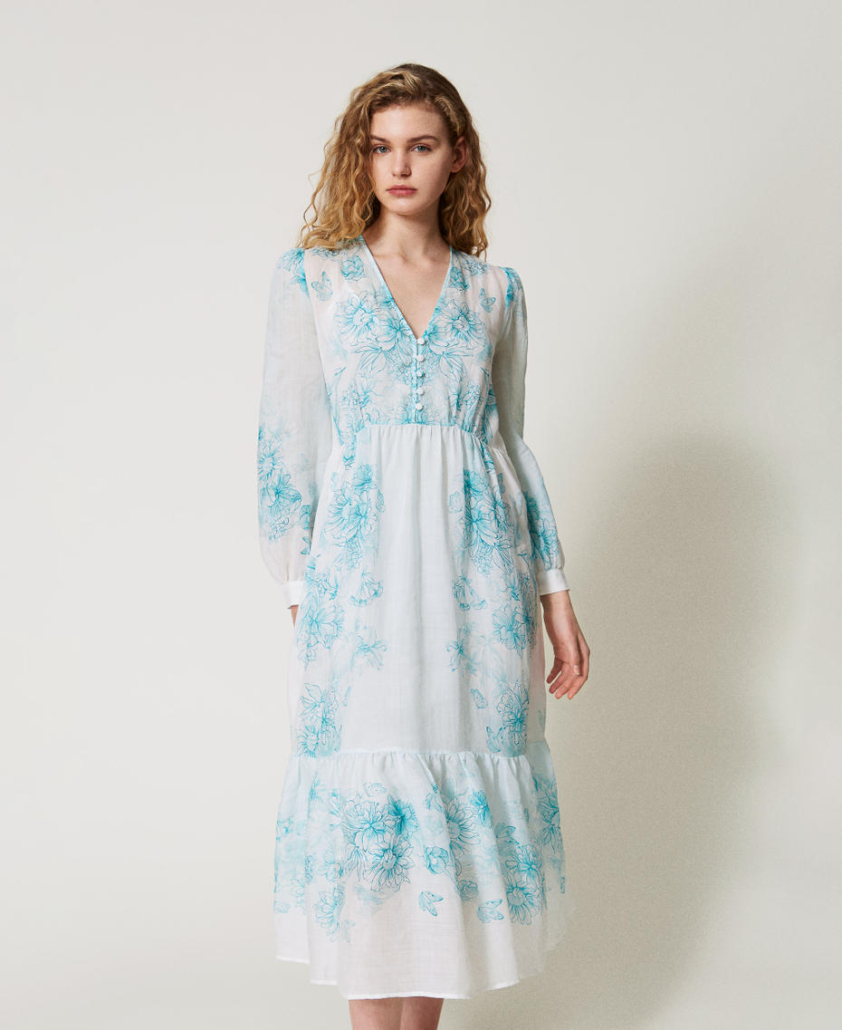 Robe longue florale en ramie