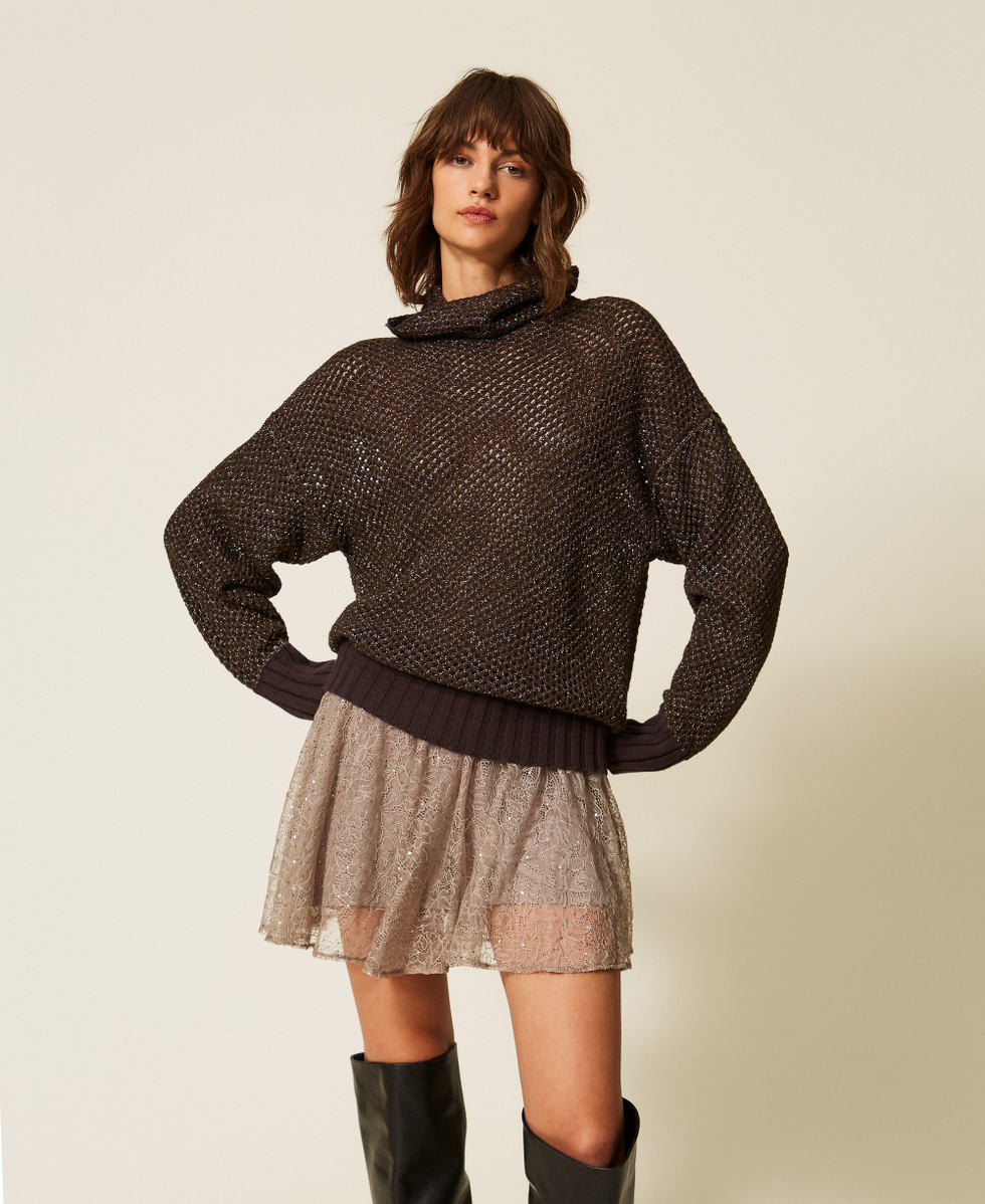 Lace miniskirt with sequins Mastics Woman 262TF2082_00369_02