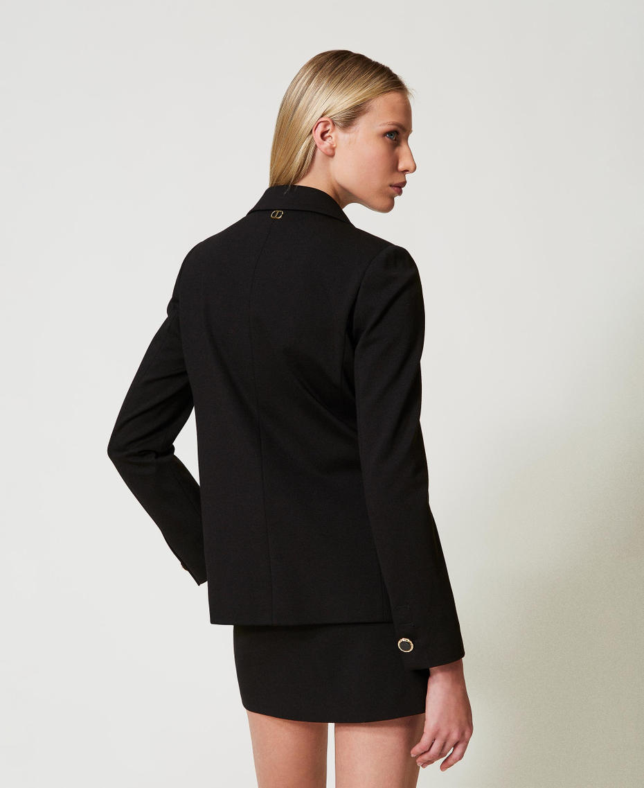 Double-breasted jacket with jewel buttons Black Woman 251TP2139_00006_04
