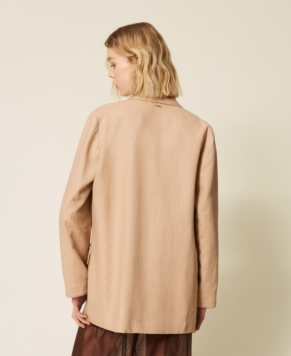 Blazer en lin m&eacute;lang&eacute; Natural Beige Femme 261TF2020_12559_03
