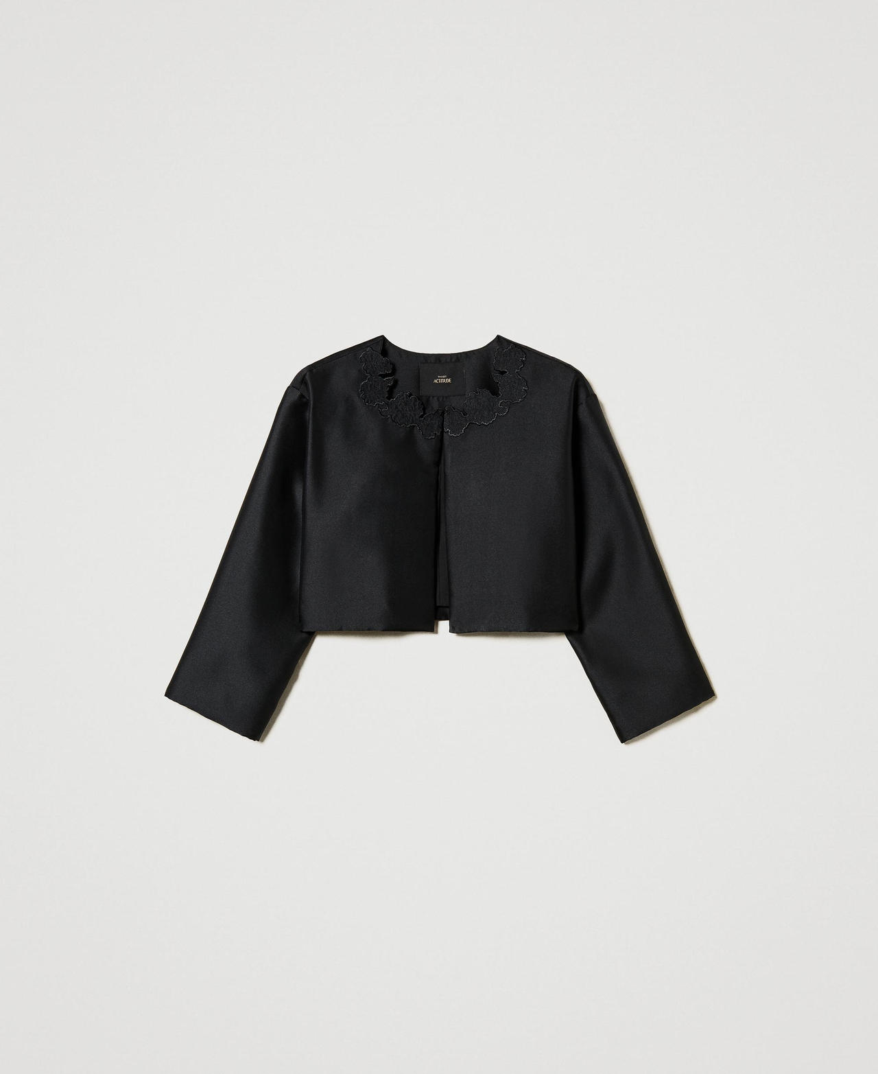 Giacca in twill con ricamo sangallo Nero Donna 251AP2261_00006_0S