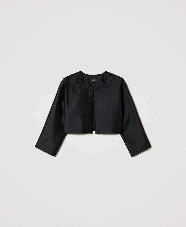 Twill jacket with broderie anglaise