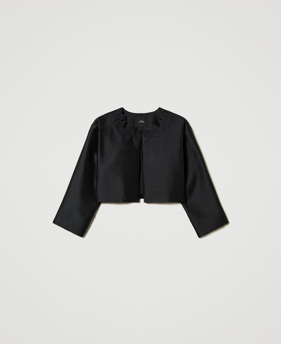 Twill jacket with broderie anglaise