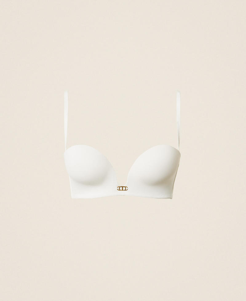 Bandeau bikini top with Oval T Off White Woman 252LL6A12_00526_S0