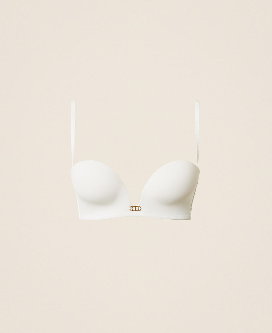 Bandeau bikini top with Oval T Off White Woman 252LL6A12_00526_S0