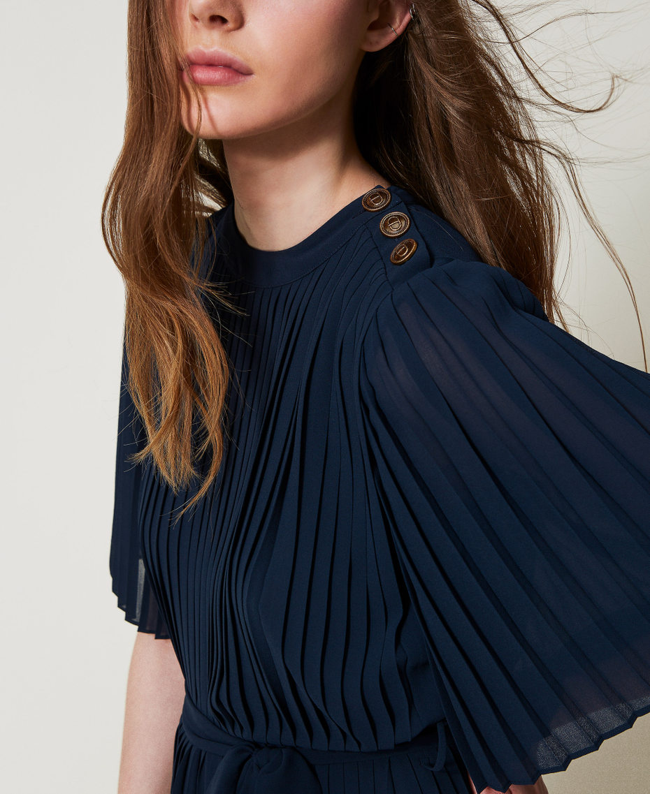 Long crêpe georgette jumpsuit Blue Night Woman 251TP2050_00238_04