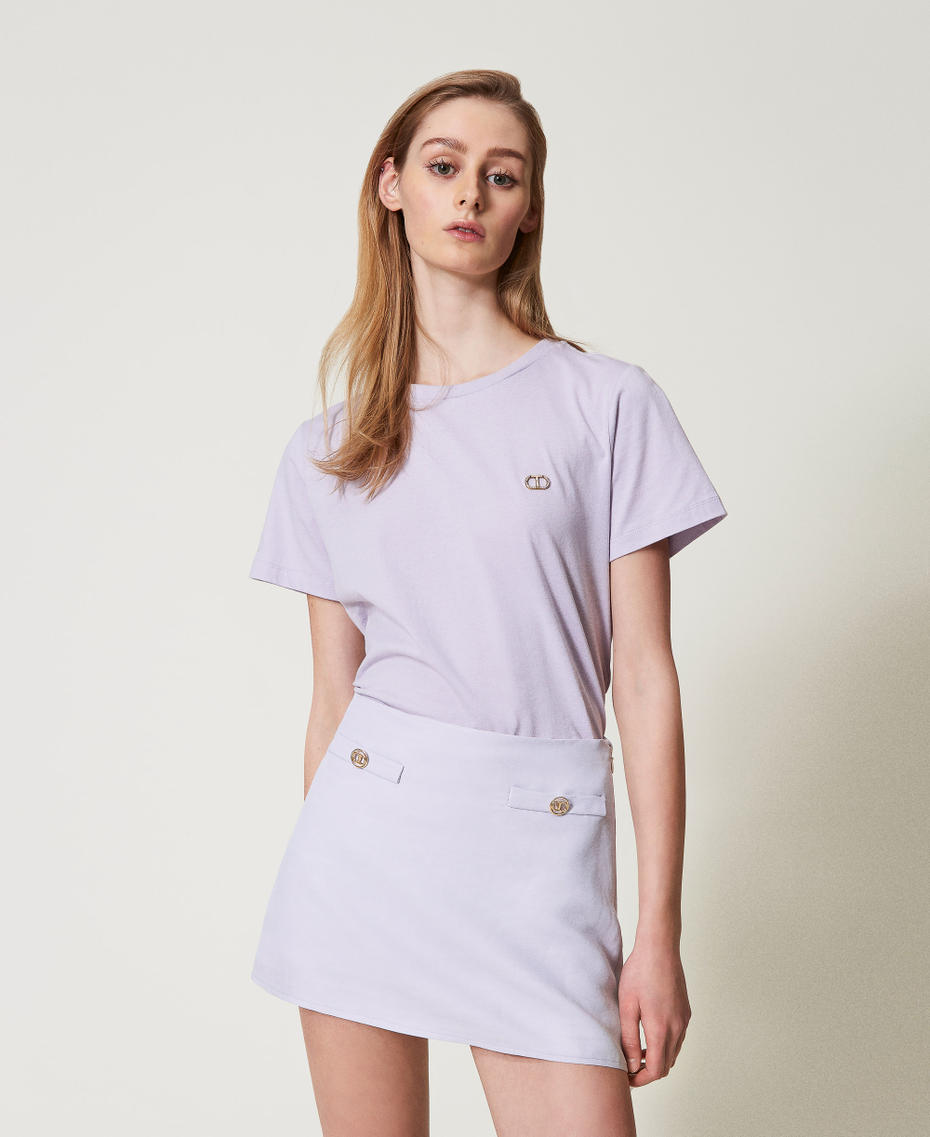 Camiseta con logotipo Oval T de strass Flores de Lila Mujer 251TT2040_00703_01