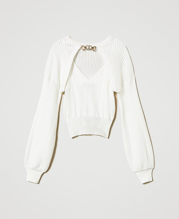 Knit top and shrug with clasp