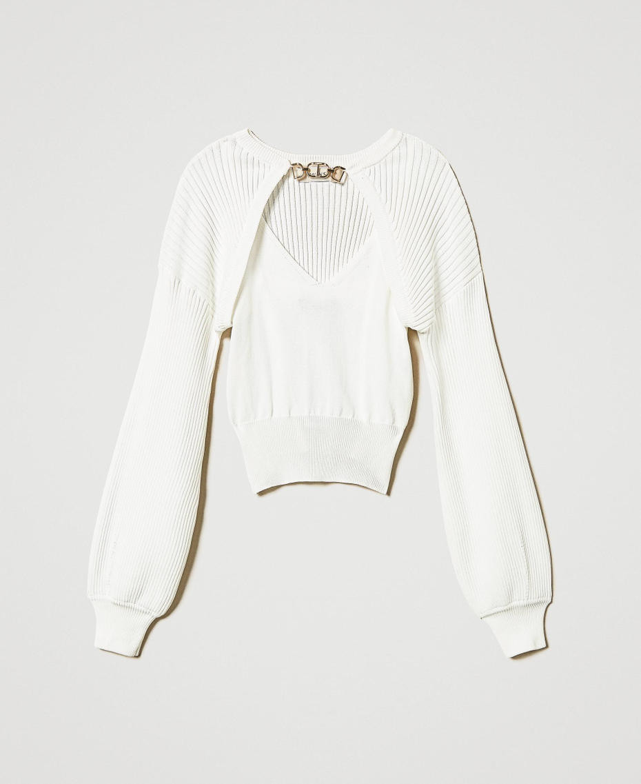 Knit top and shrug with clasp "Ice" White Girl 251GJ3QW6_00808_S0