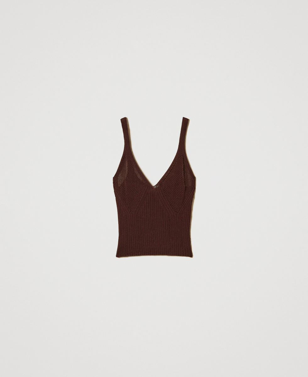 Geripptes Stricktop Chocolate Lab Frau 251TT3220_10780_S0