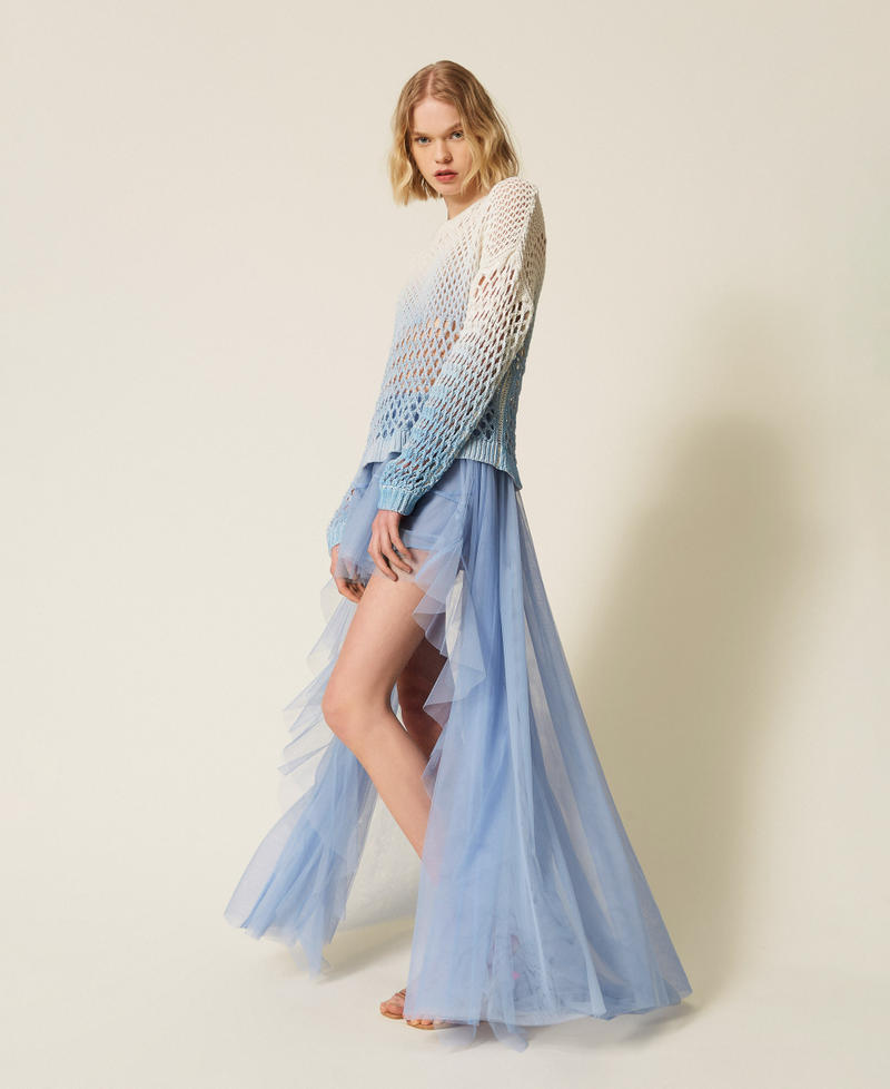 MYFO long asymmetric tulle skirt Placid Blue Woman 261AQ2110_13420_02