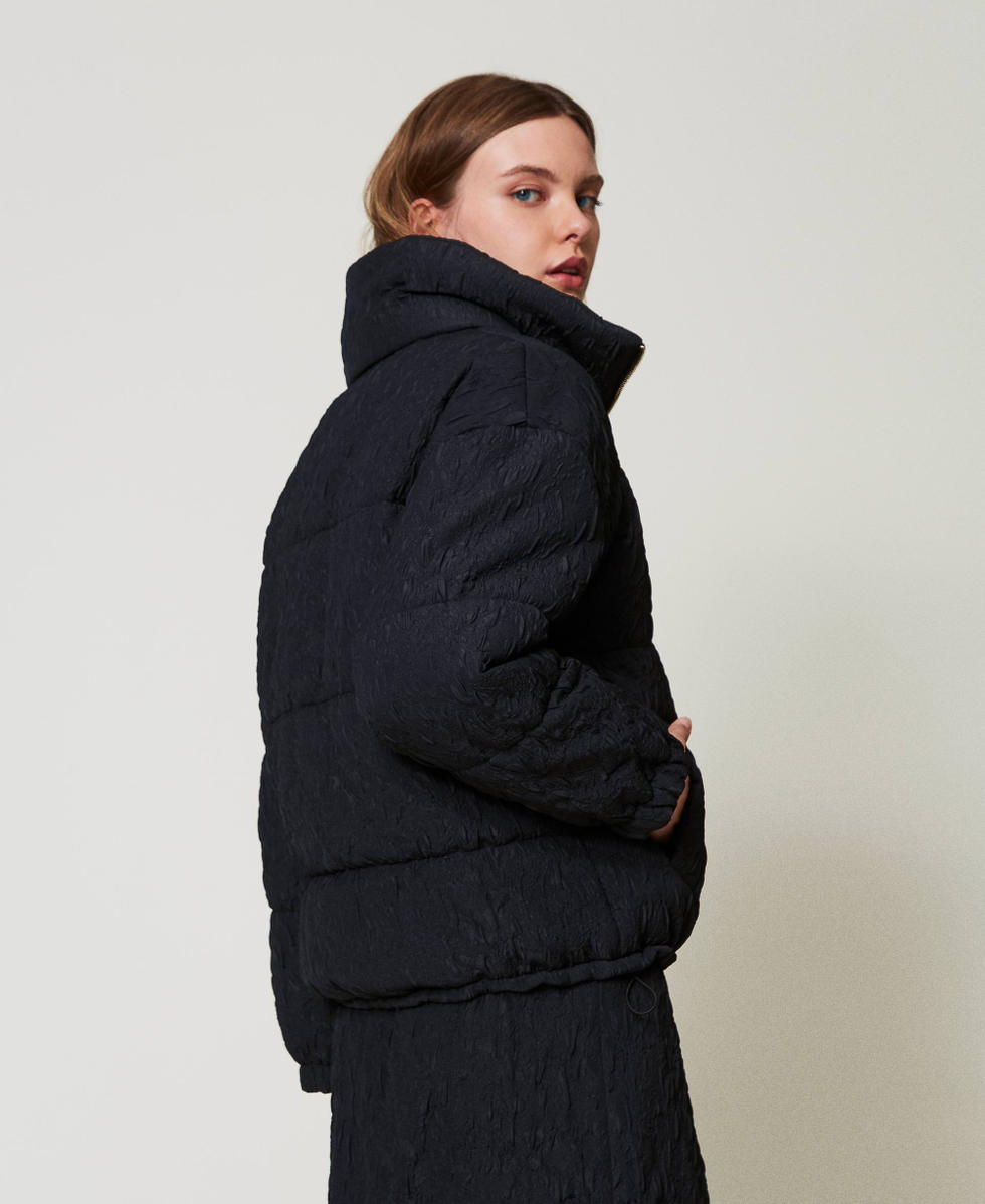 Embossed short puffer jacket Woman Black TWINSET Milano