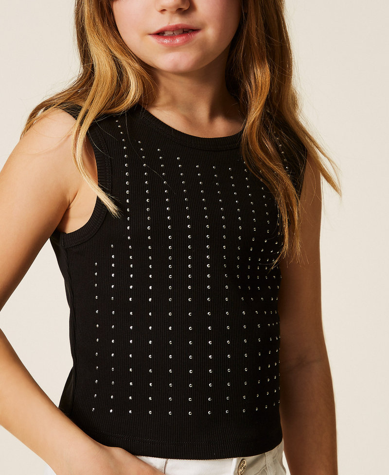Ribbed top with studs Black Girl 261GJ2240_00006_04