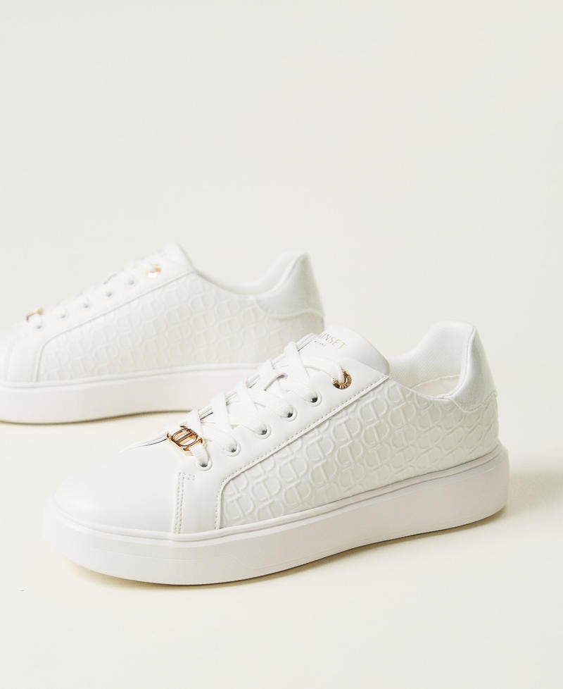 Leather trainers with logo White Woman 251TCP01C_00001_02