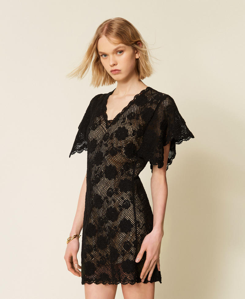 Short floral knit dress Black Woman 261TT3160_00006_02