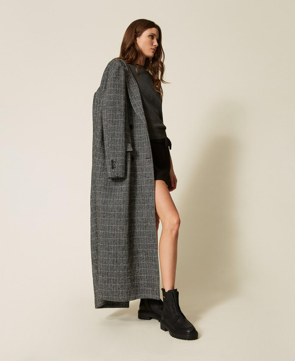 Bottines &eacute;paisses en cuir avec logo Noir Femme 252TCP184_00006_T0