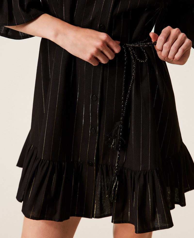 Short lurex pinstriped dress Black Woman 261LB2QEE_00006_04