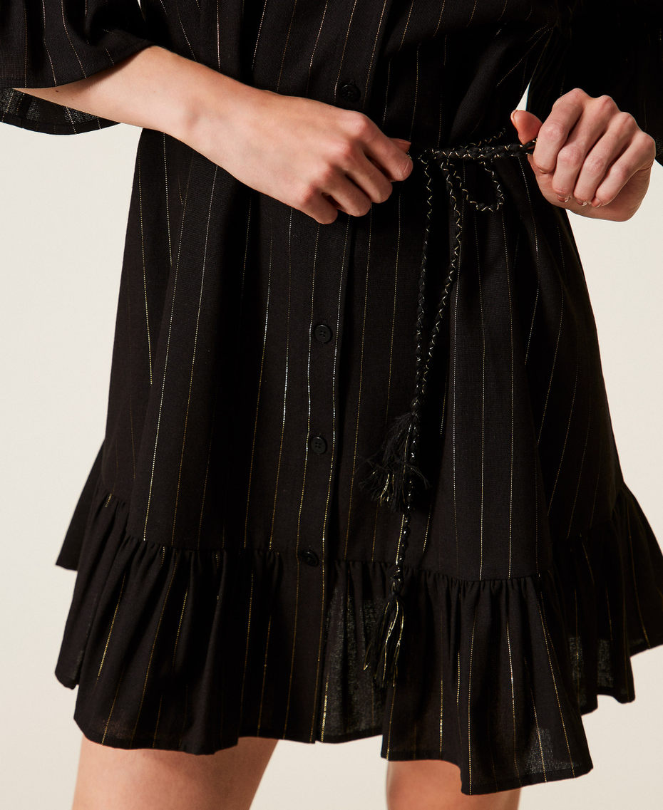 Short lurex pinstriped dress Black Woman 261LB2QEE_00006_04