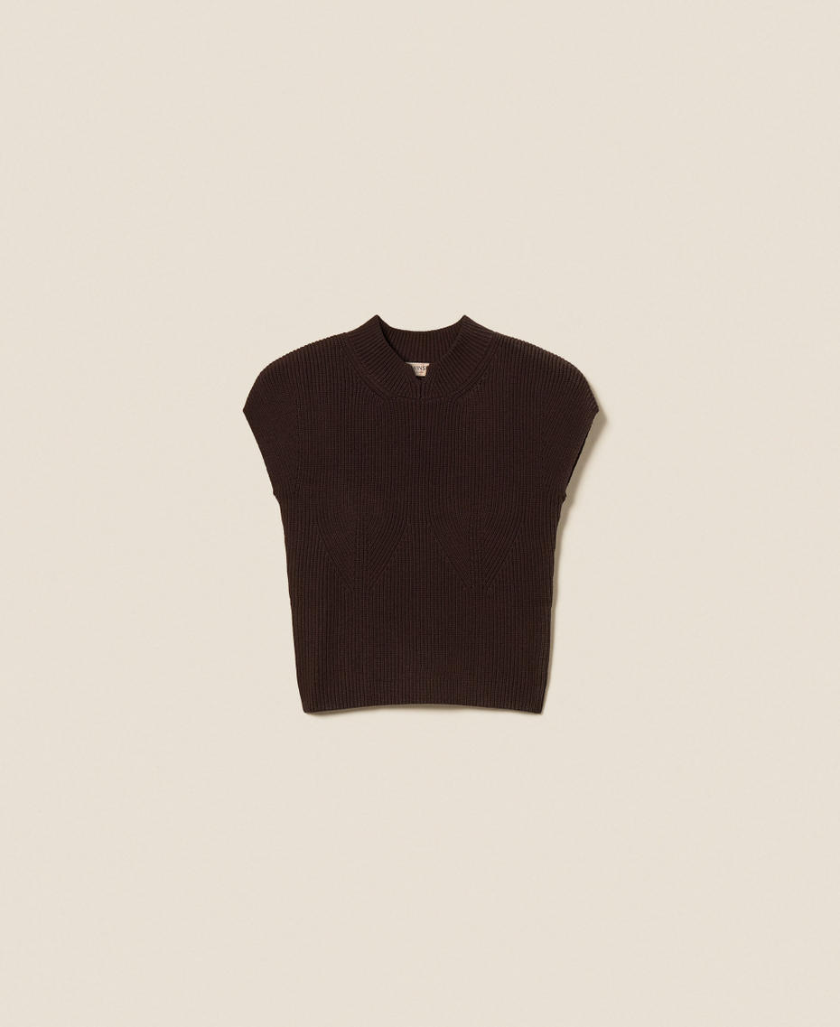 Fitted turtle neck jumper Black Chocolate Woman 252TT3550_11054_S0