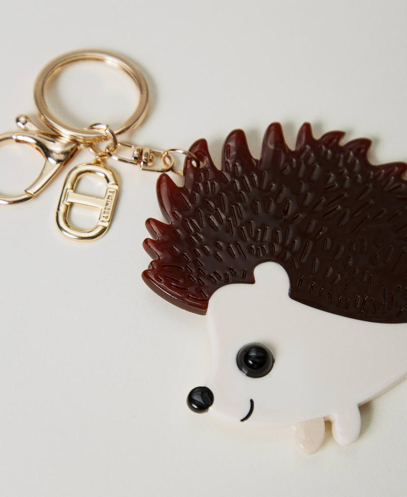 Hedgehog key ring with Oval T Two-tone Coffee Bean/Mother of Pearl Woman 251TH7015_11145_02