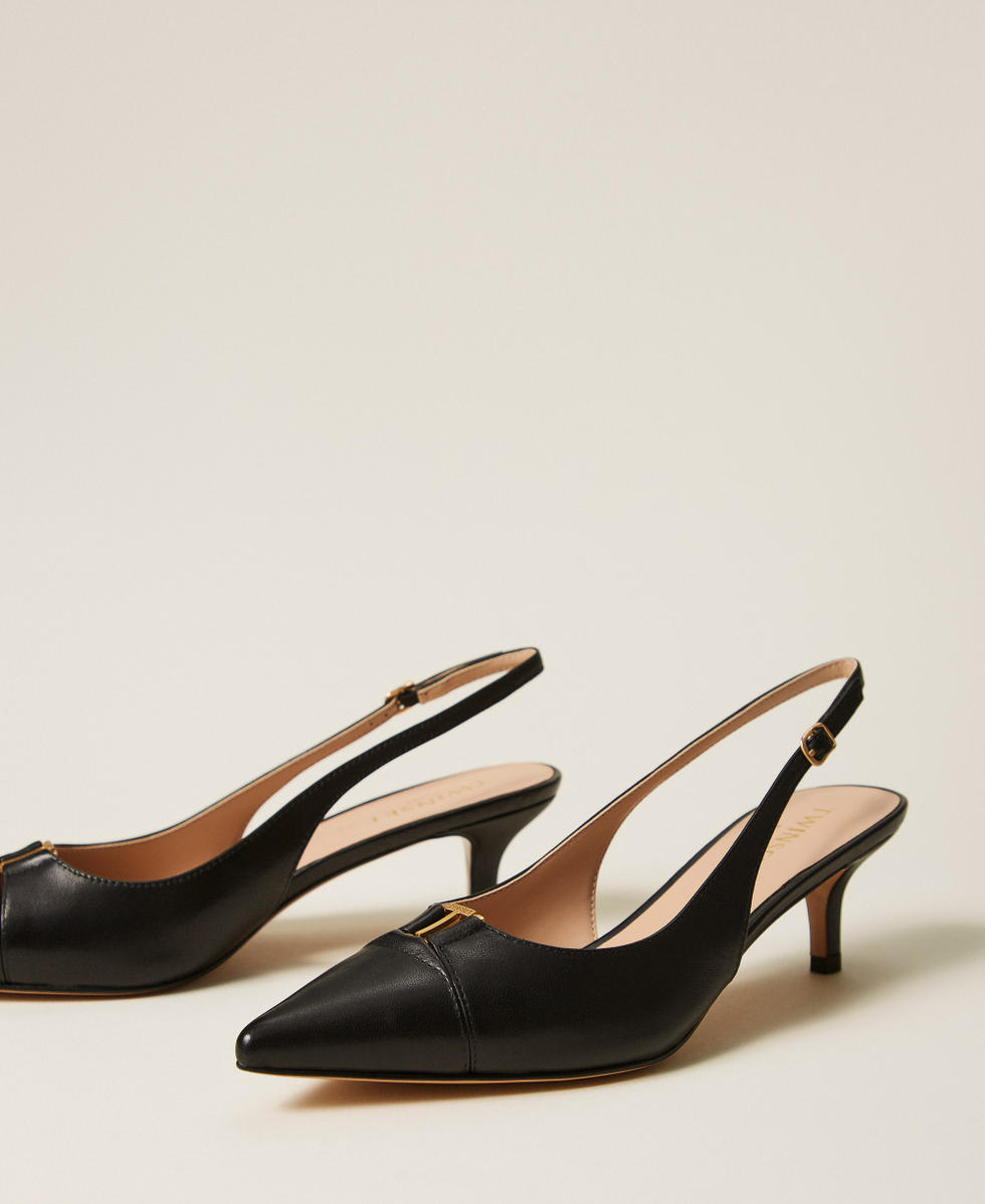 Escarpins slingbacks en cuir Noir Femme 261TCP034_00006_02