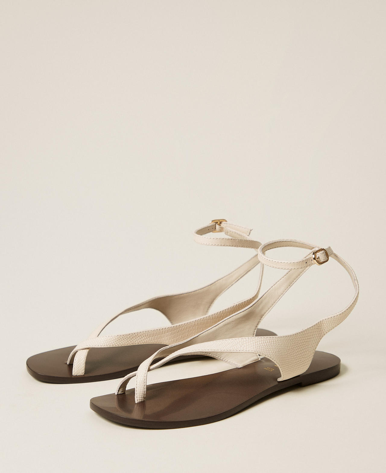 Flat leather thong sandals Mother of Pearl Tejus Print Woman 261TGT016_13533_02