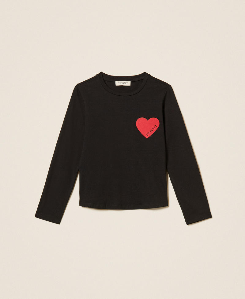T-shirt regular con cuore Nero Cuore Rosso "Magenta" Bambina 262GJ2291_13904_S0