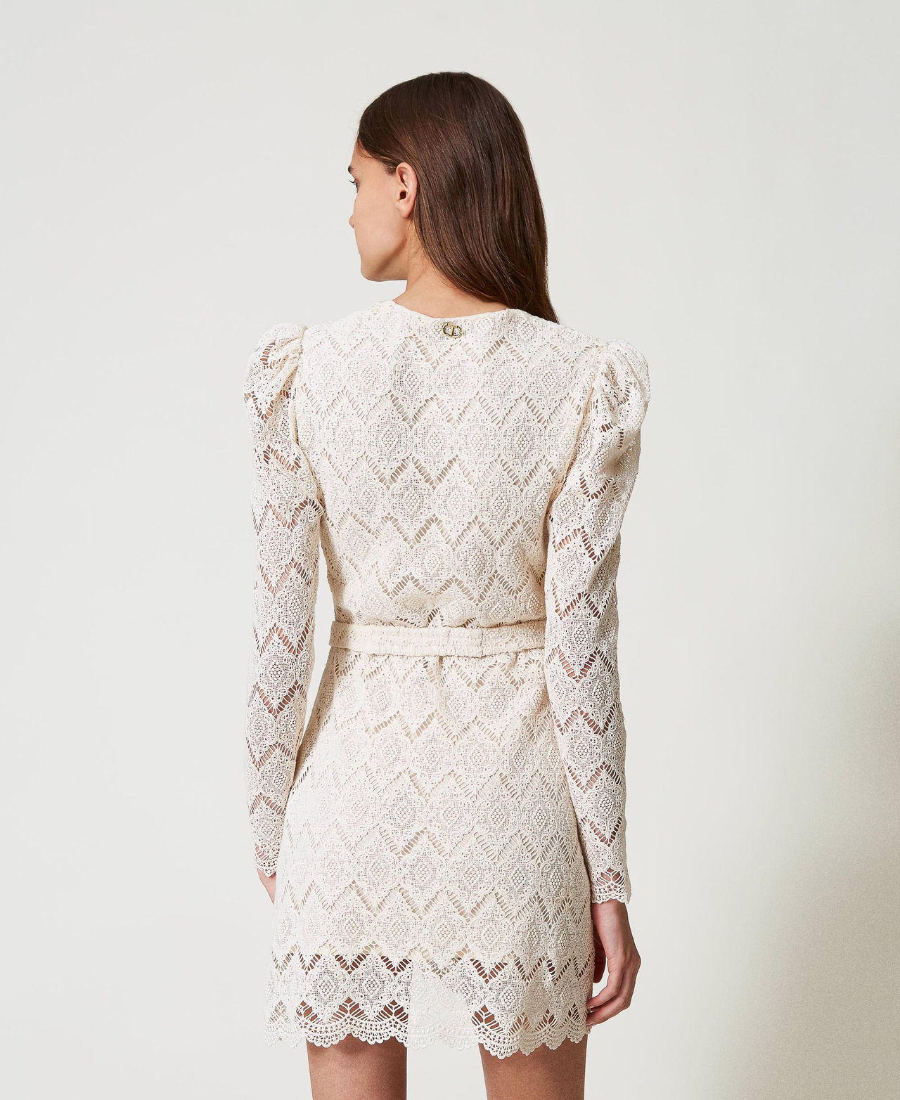 Abito corto in pizzo macramè Delicate Beige Donna 251TP2402_12140_03
