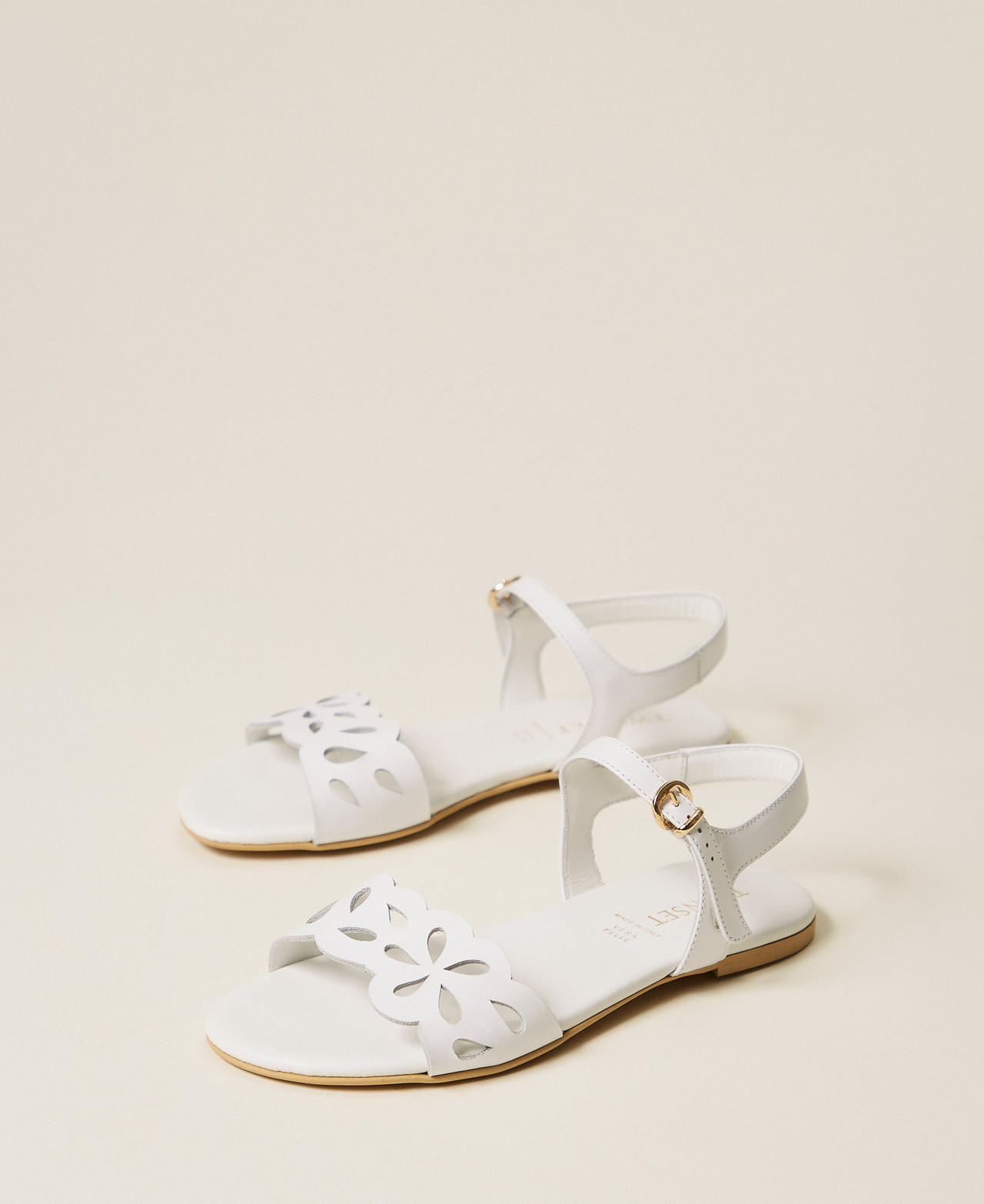 Leather sandals with floral pattern Off White Girl 261GCJ044_00526_02