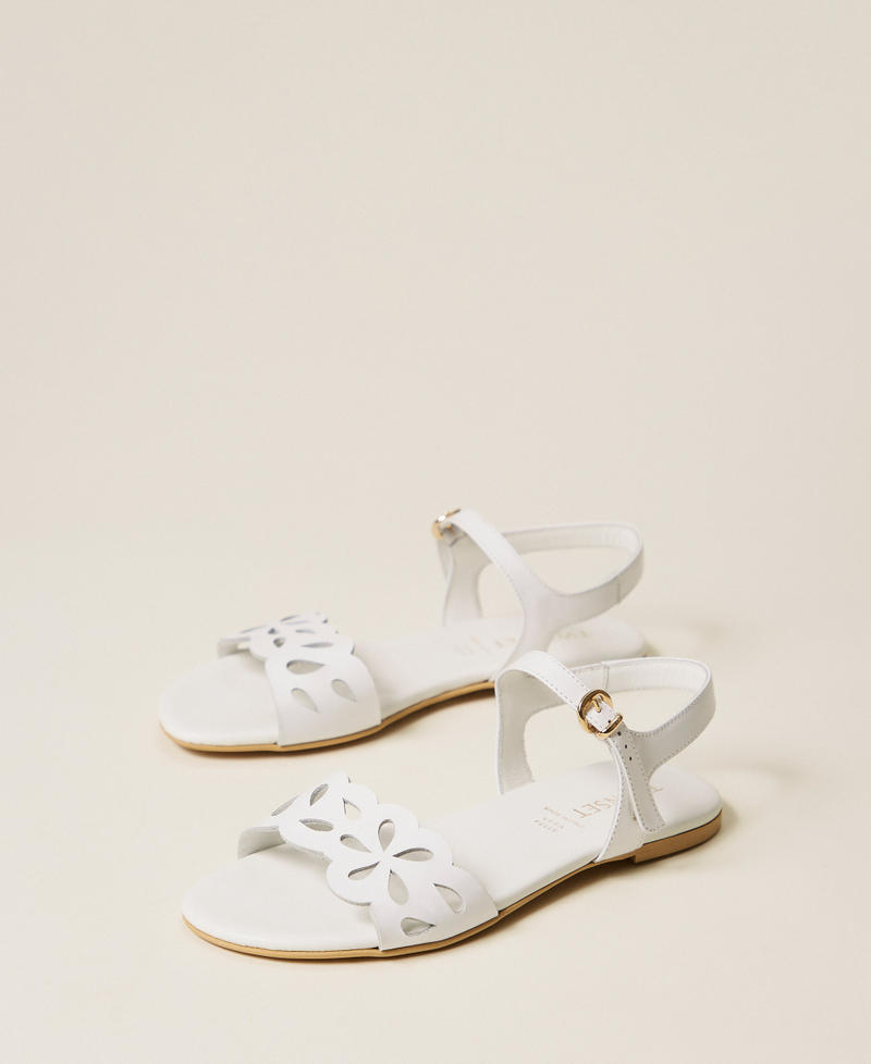 Leather sandals with floral pattern Off White Girl 261GCJ044_00526_02