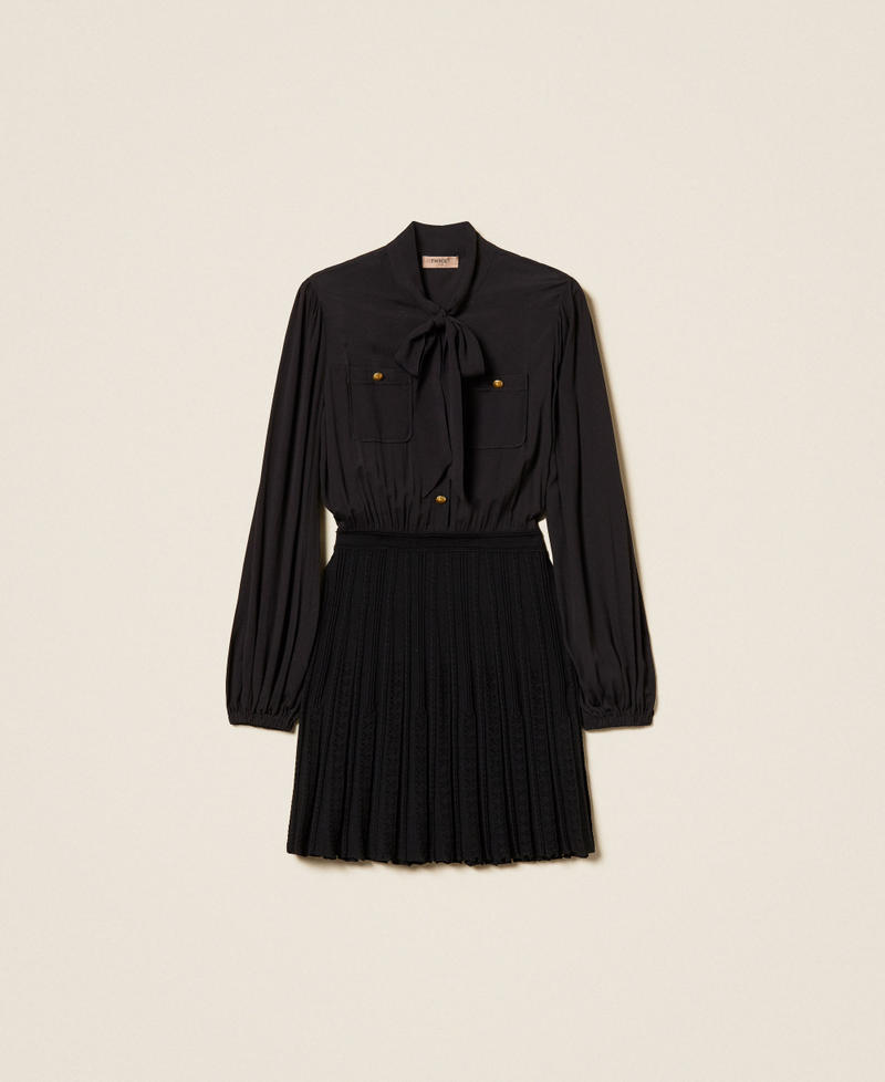 Robe courte avec jupe en maille Noir Femme 262TP3081_00006_S0