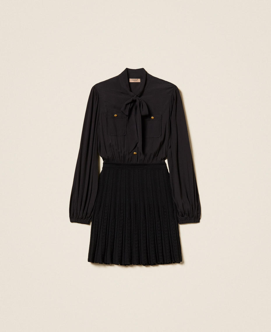 Robe courte avec jupe en maille Noir Femme 262TP3081_00006_S0