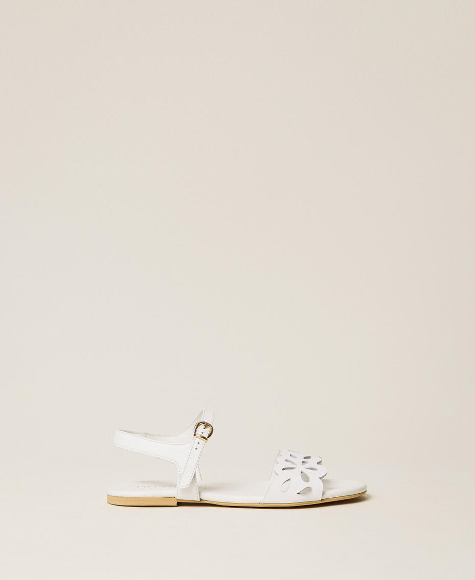 Leather sandals with floral pattern Off White Girl 261GCJ044_00526_01