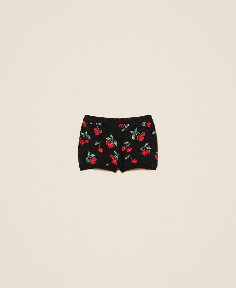 Strickshorts mit Printmotiv Cherries Allover Black/Red Frau 261TT3242_13500_S0
