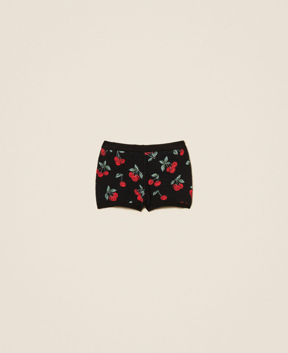 Strickshorts mit Printmotiv Cherries Allover Black/Red Frau 261TT3242_13500_S0